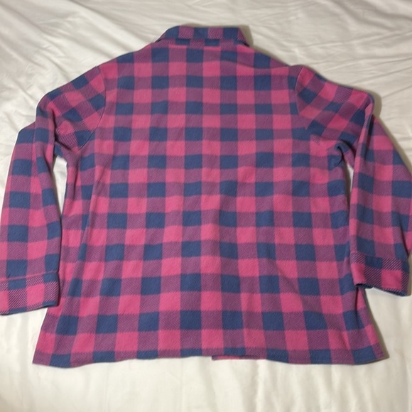 Riders By Lee Plaid Flannel Pink Blue Button up Fleece Size XL - Picture 9 of 10